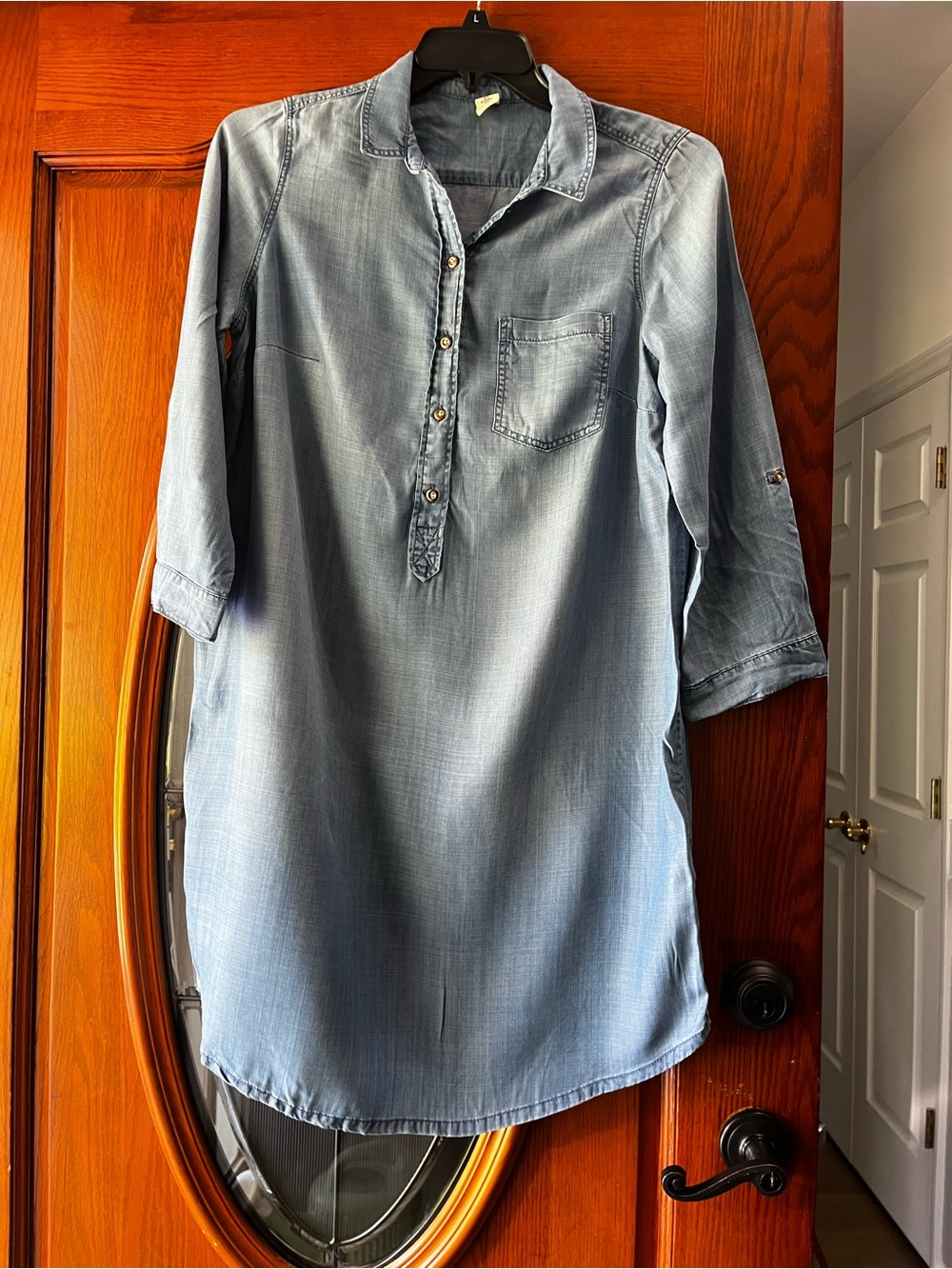 Light Denim Chambray Tunic Shirt Dress